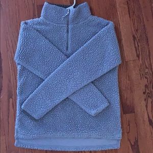 grey teddy quarter-zip